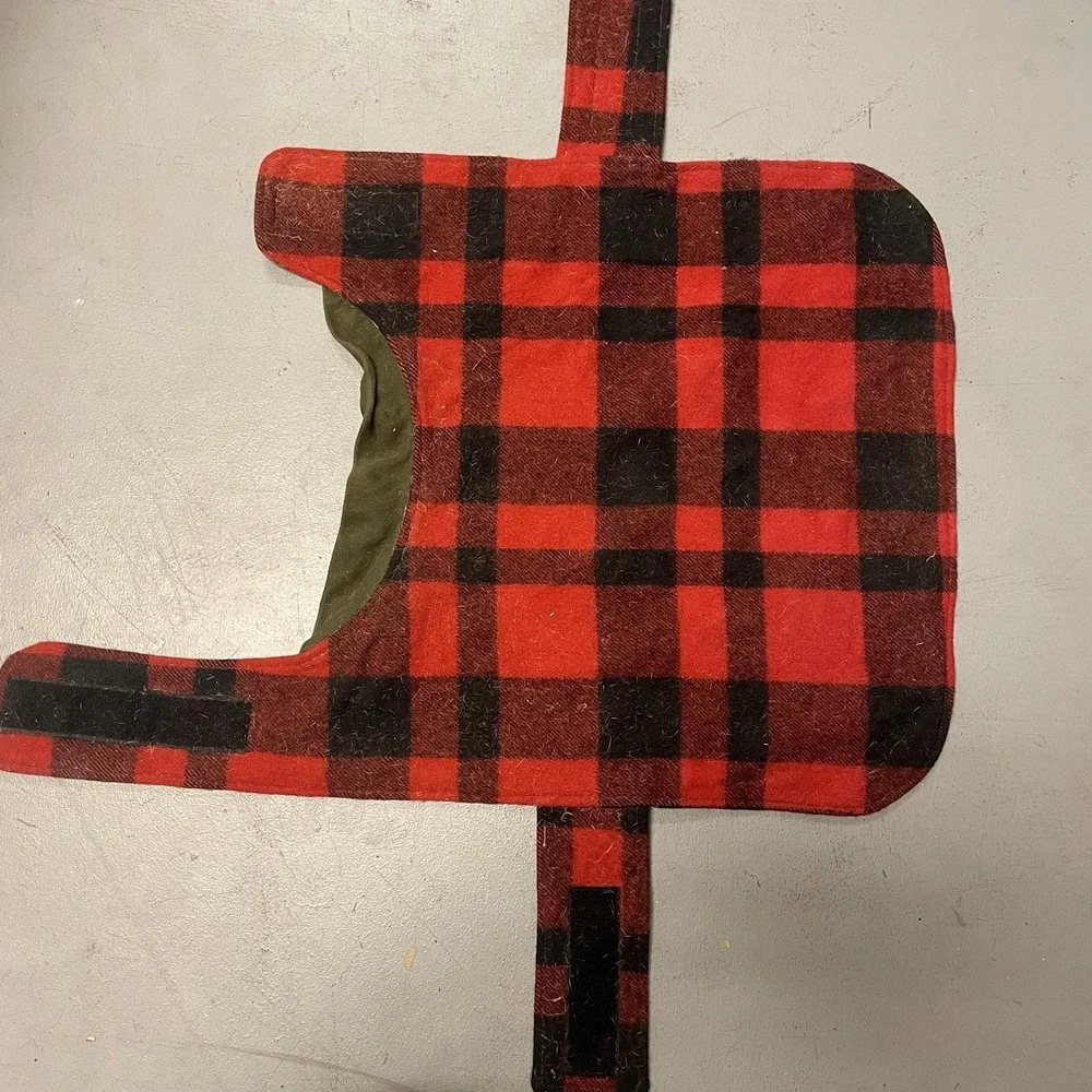 Filson Dog Coat Jacket Green Waxed Canvas Red Plaid Wool Blend Warm Tin Cloth